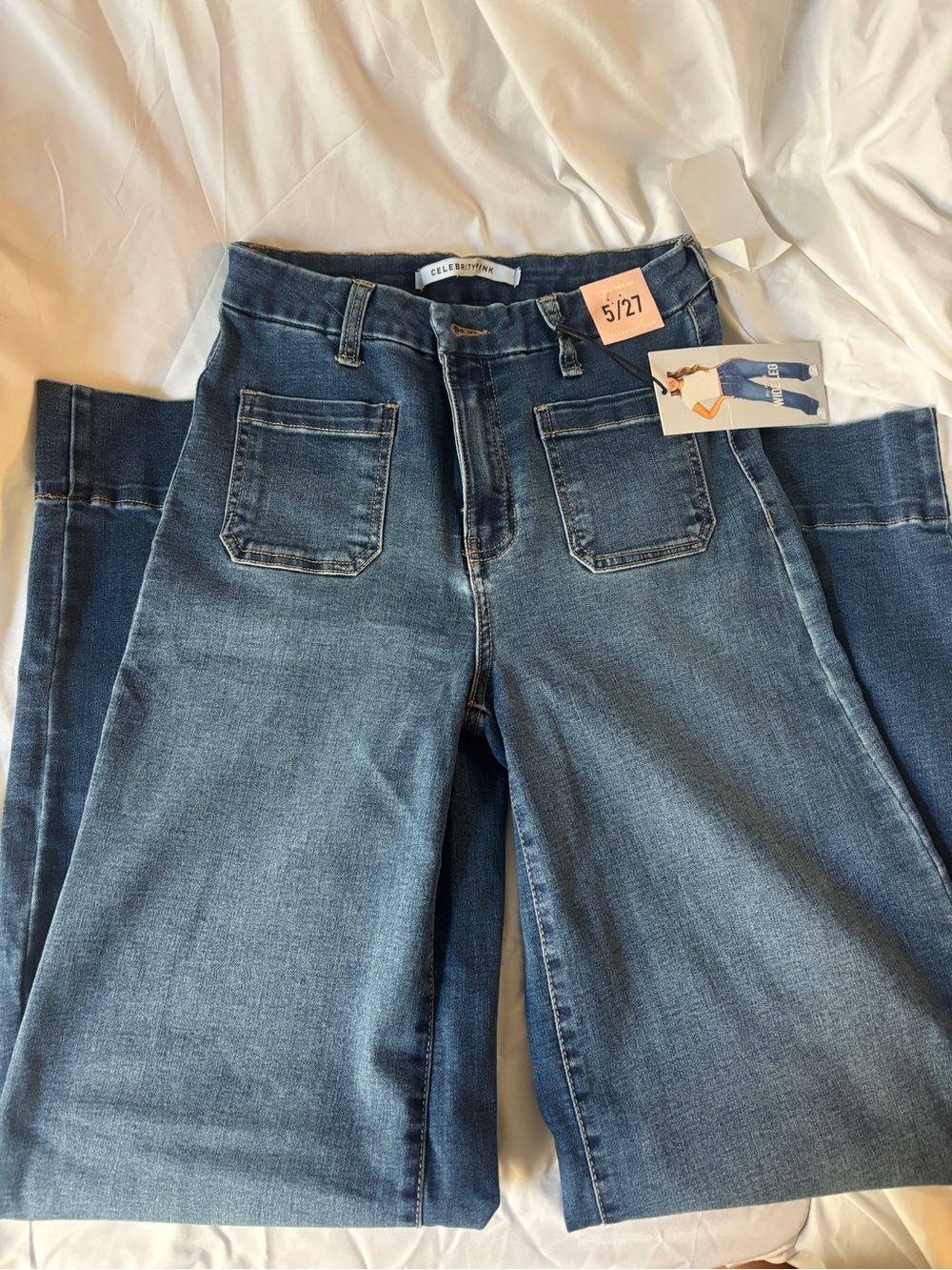 Celebrity Pink Medium Blue Wide Leg Jeans